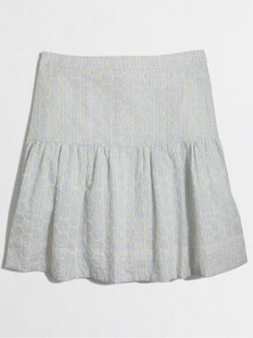 J.Crew Factory Ladies Size 6 Blue White Seersucker 100% Cotton Eyelet Mini Skirt